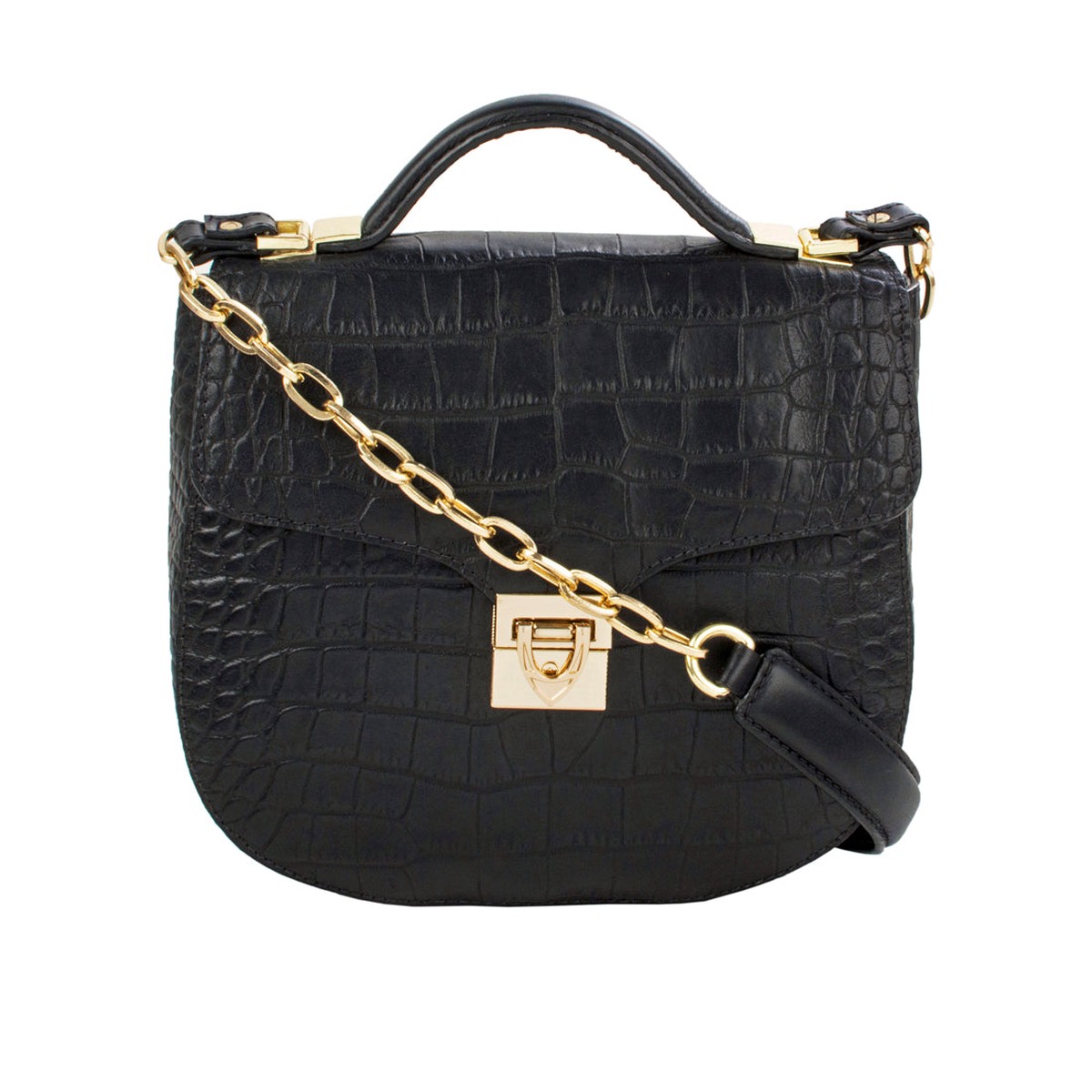 Ee Elsa Black Leather Satchel