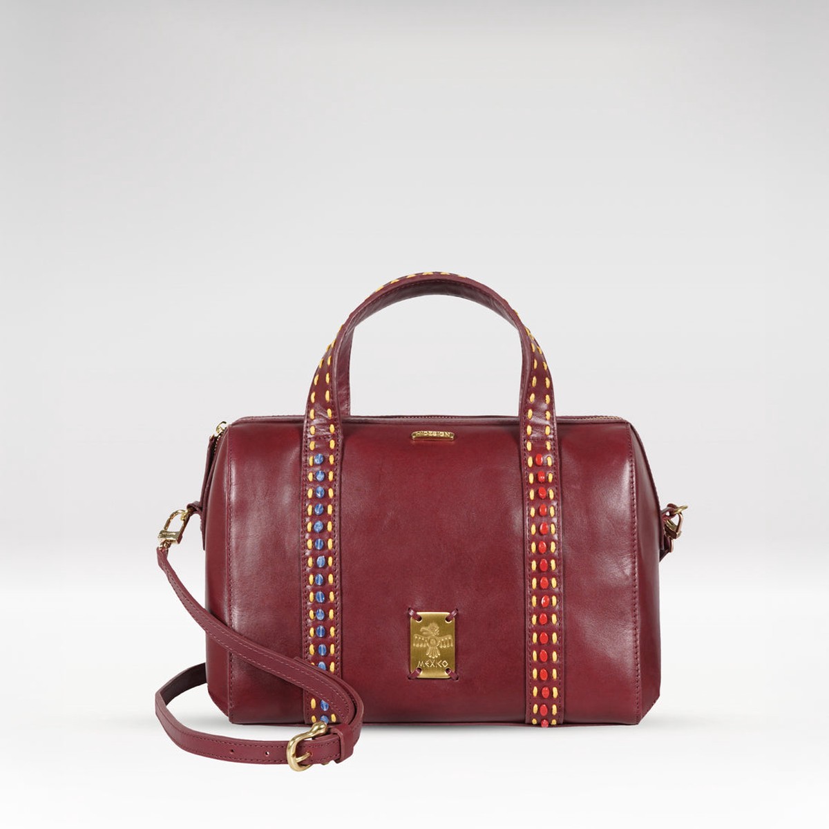 Puebla 02 Red Leather Bowling Bag