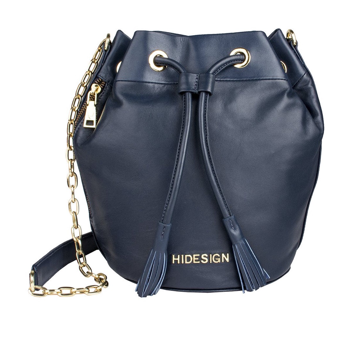 Ee Atlas 01 Blue Leather Draw String Bag