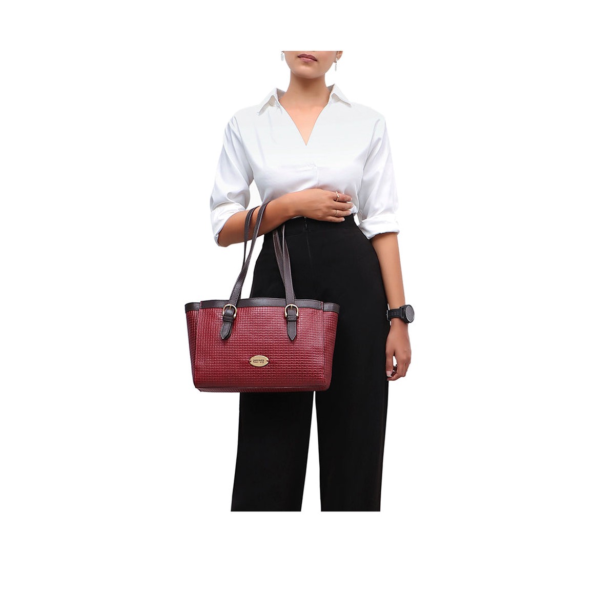 Ee Dubai 01 Red Leather Tote Bag