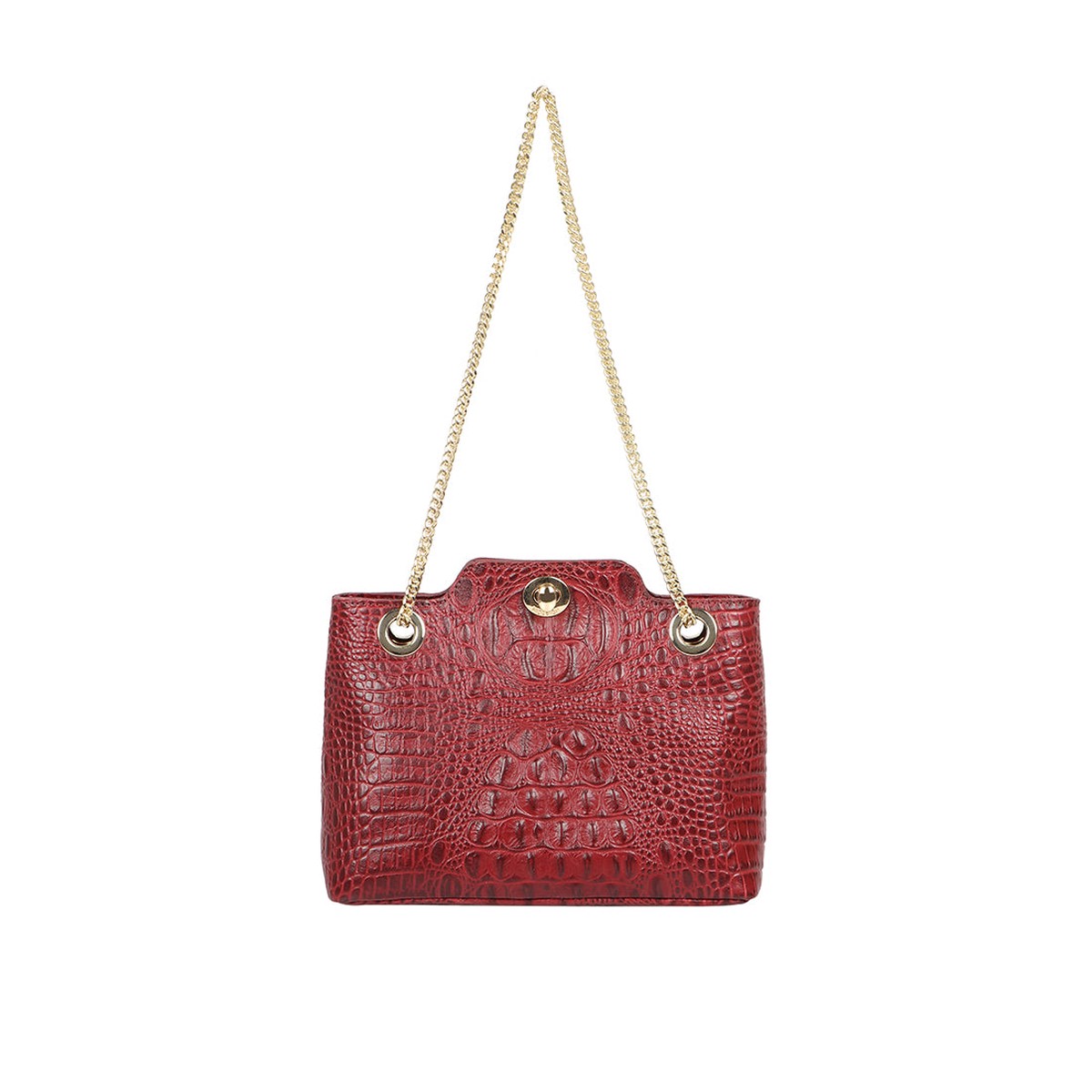 Ee Aliya 01 Red Leather Tote Bag