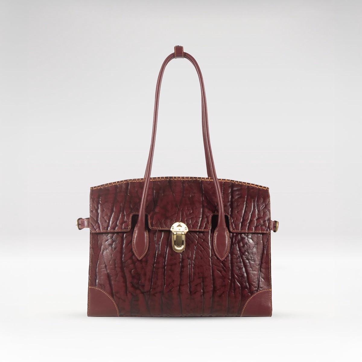 Kowloon 03 Red Leather Tote Bag