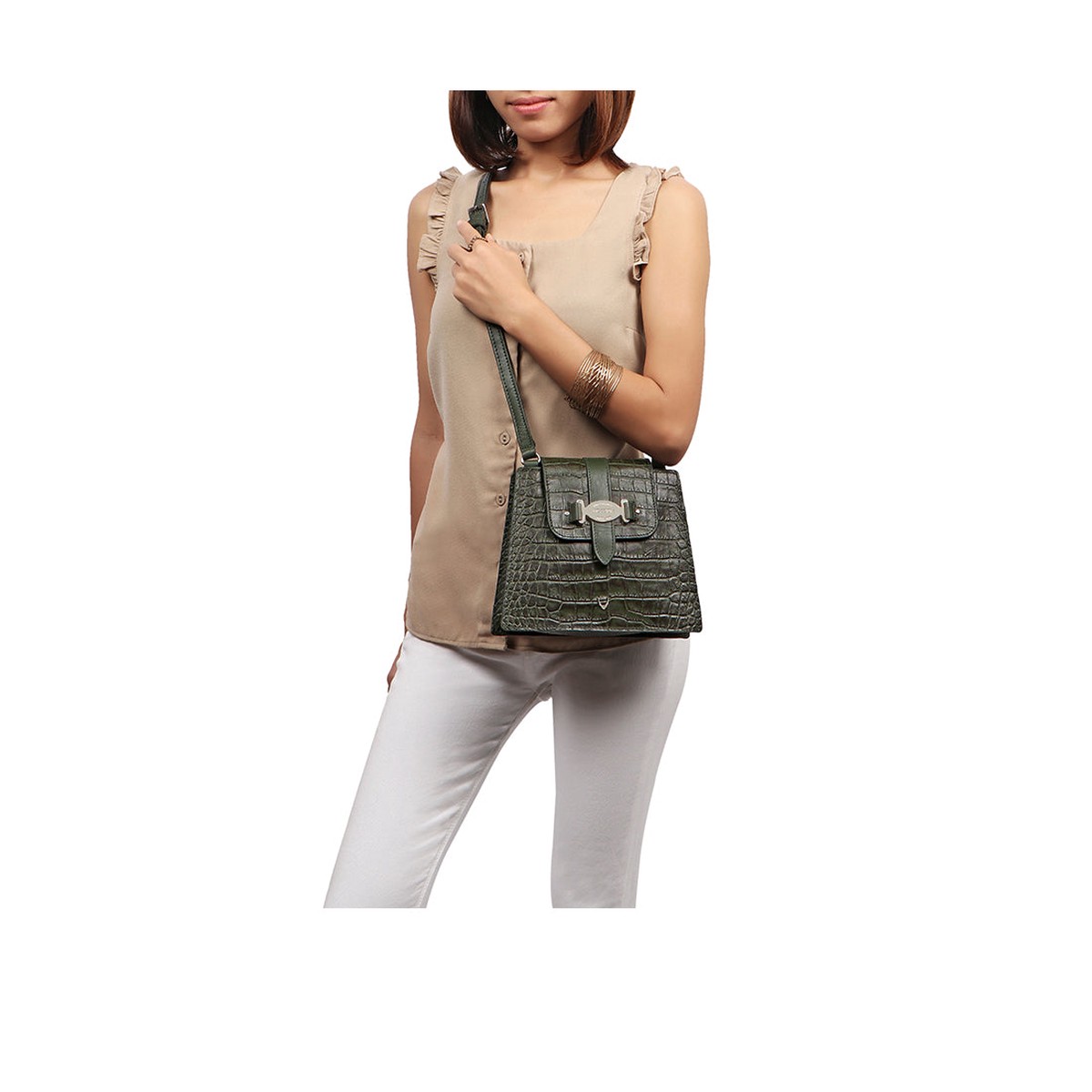 Santiago 04 Green Leather Sling Bag