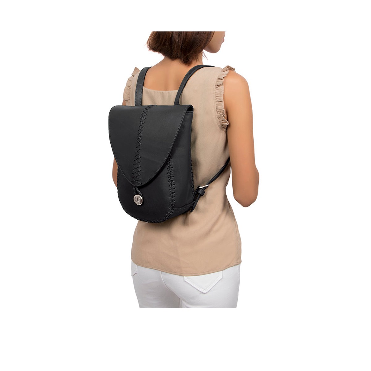 Donna 02 Black Leather Backpack