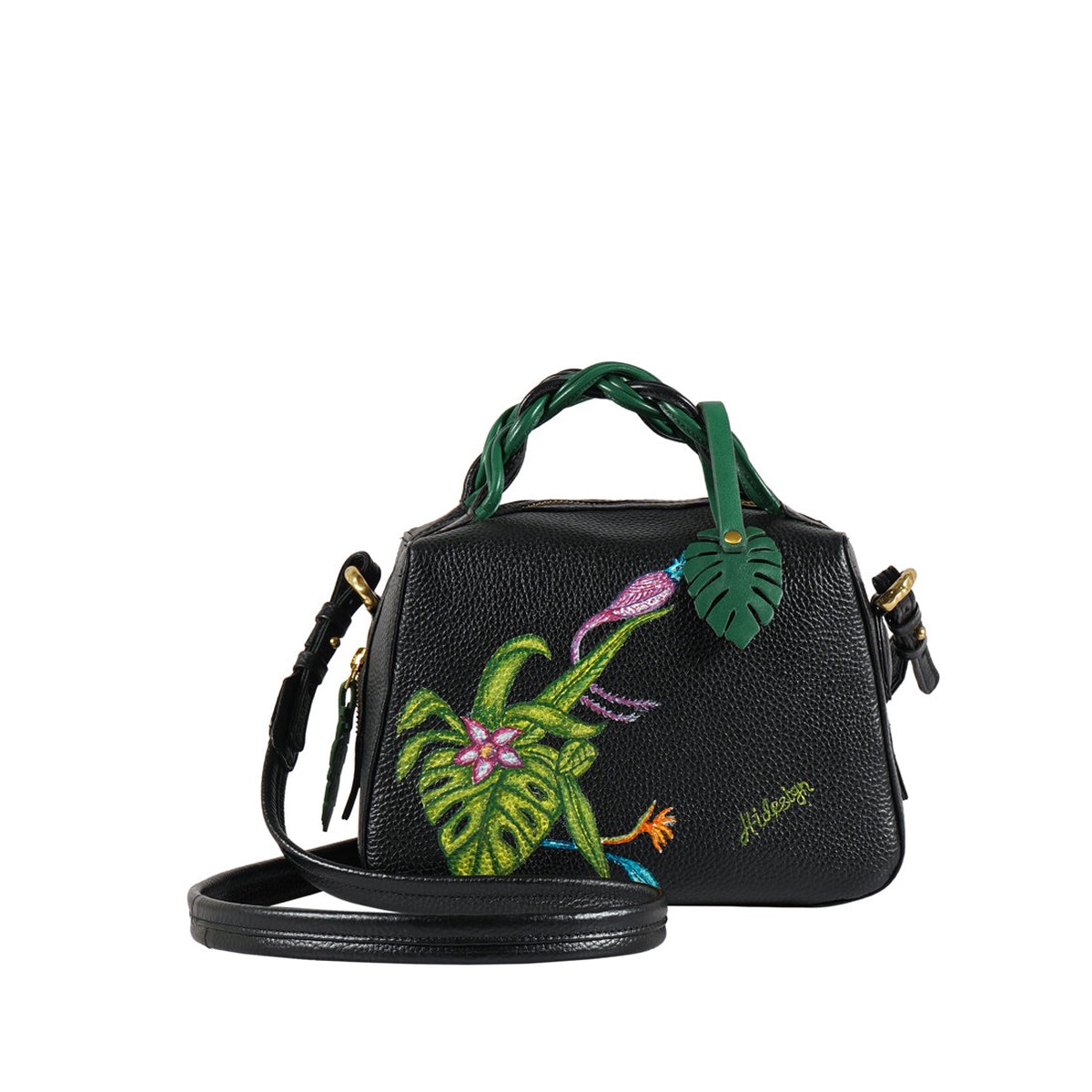 Garden 01 Black Leather Sling Bag