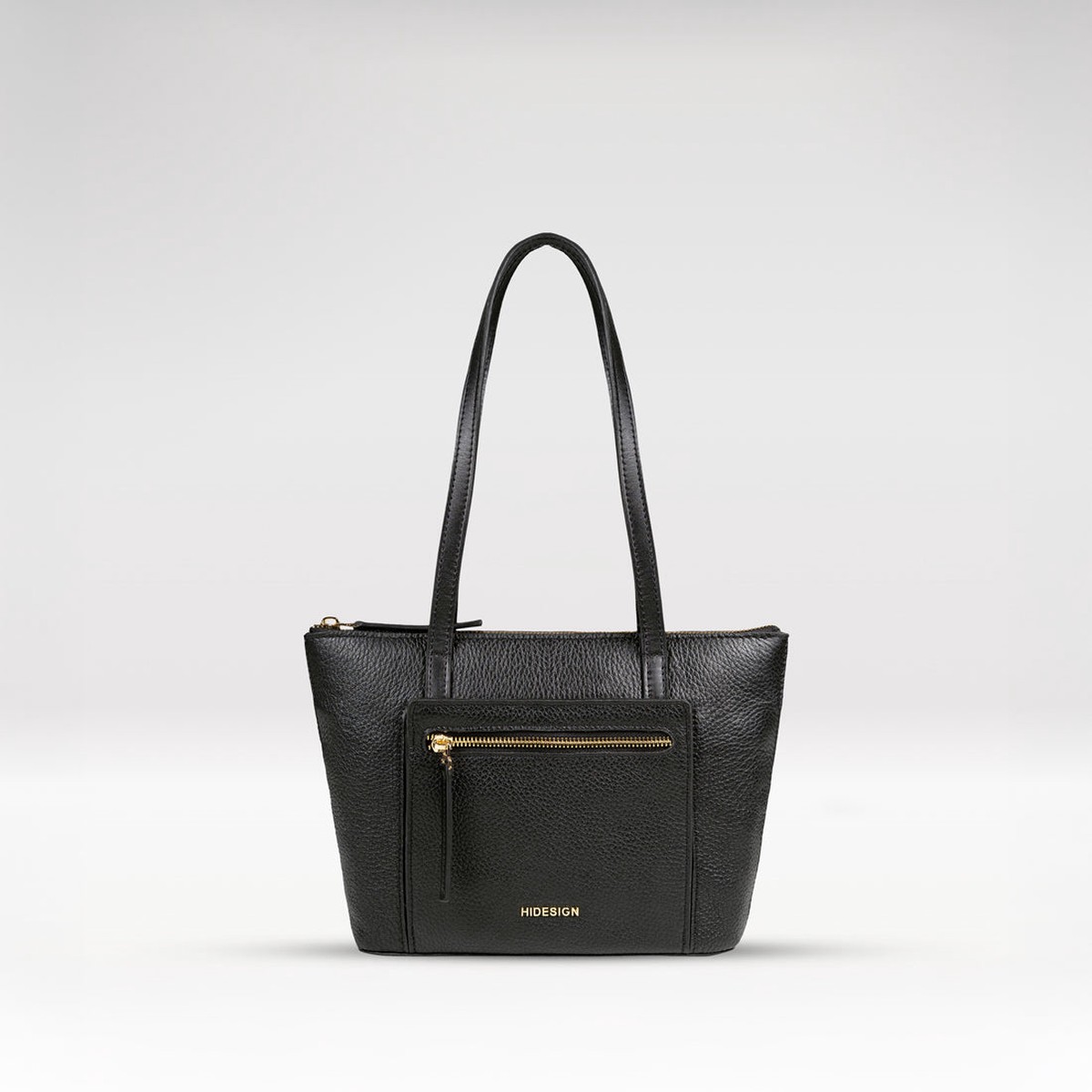 Herminie Black Leather Tote Bag