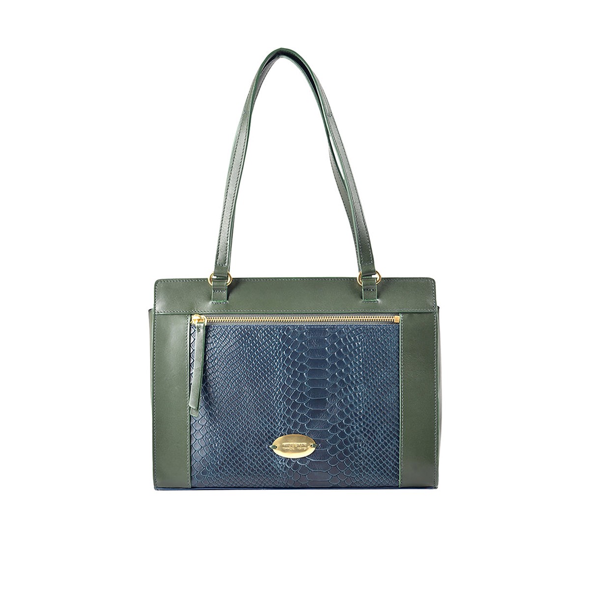 Libra 02 Sb Blue Leather Tote Bag