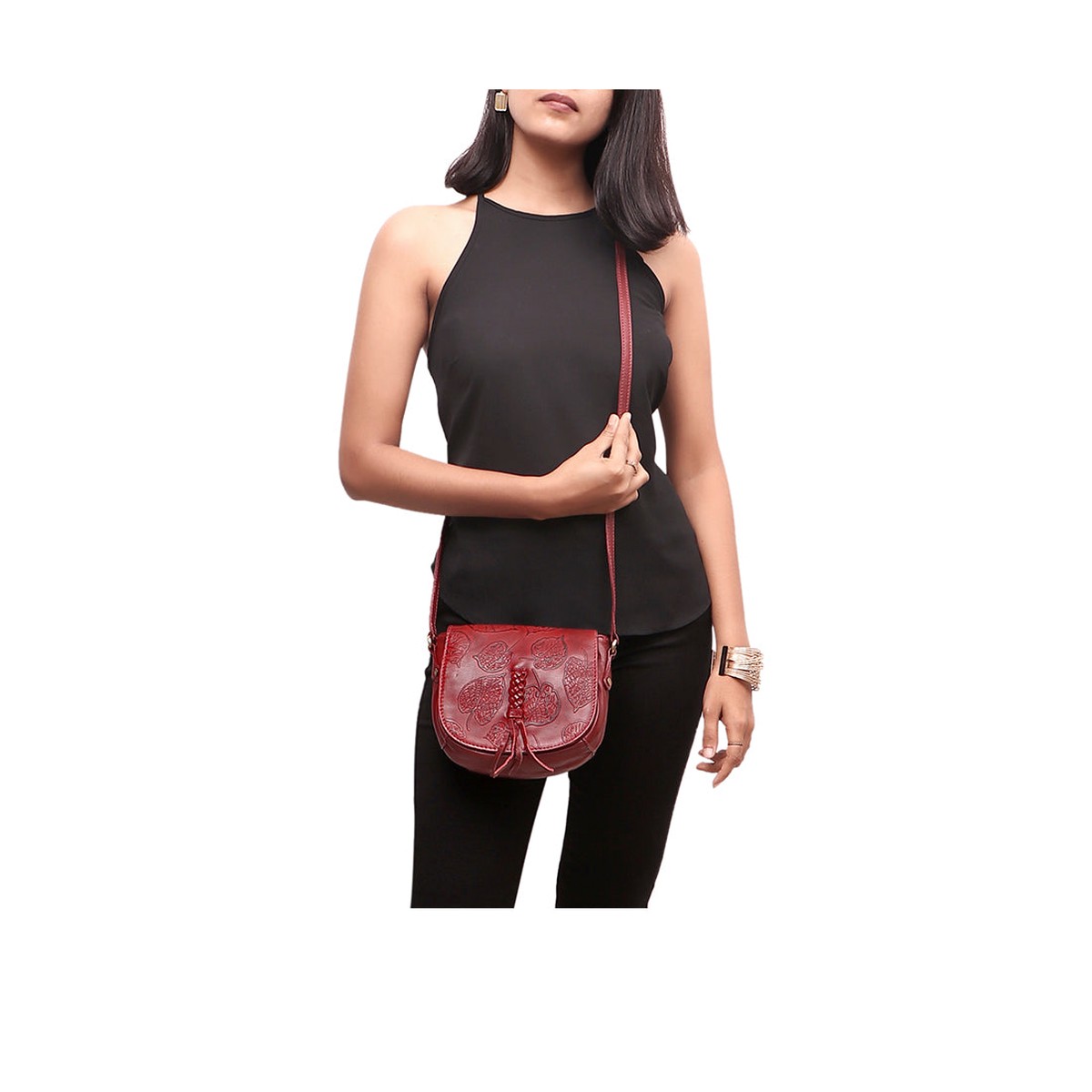 Meryl 03 Red Leather Sling Bag