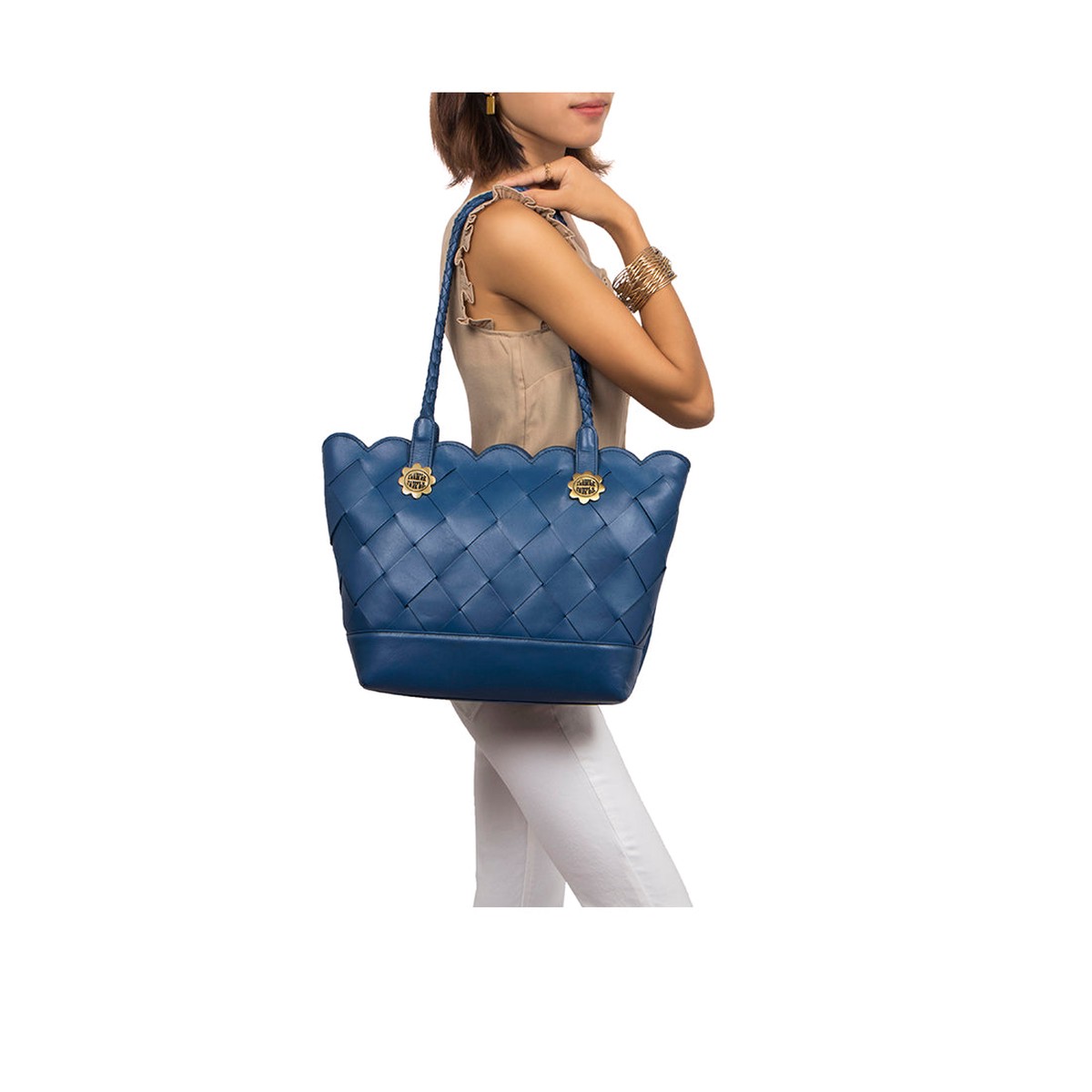 Summer 01 Blue Leather Tote Bag