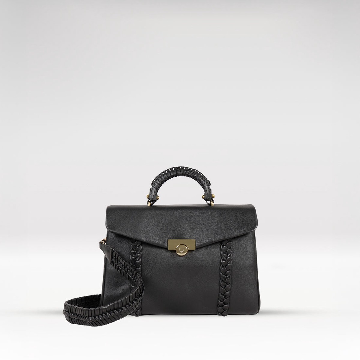 Milos-03 Black Leather Shoulder Bag