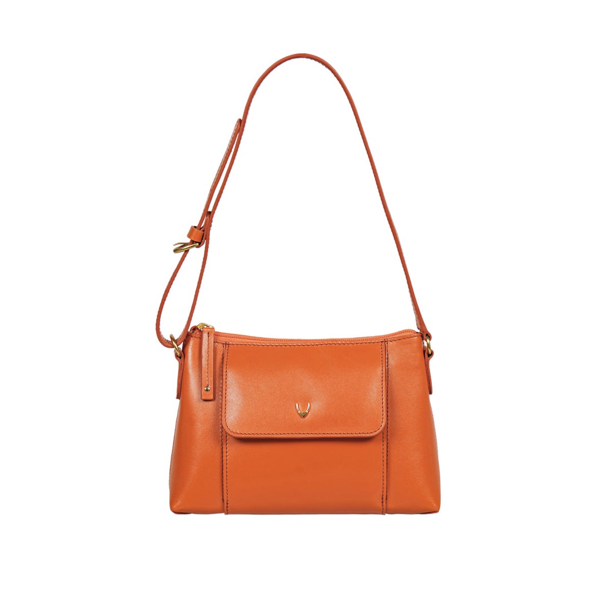 Mischa 02 Orange Leather Shoulder Bag