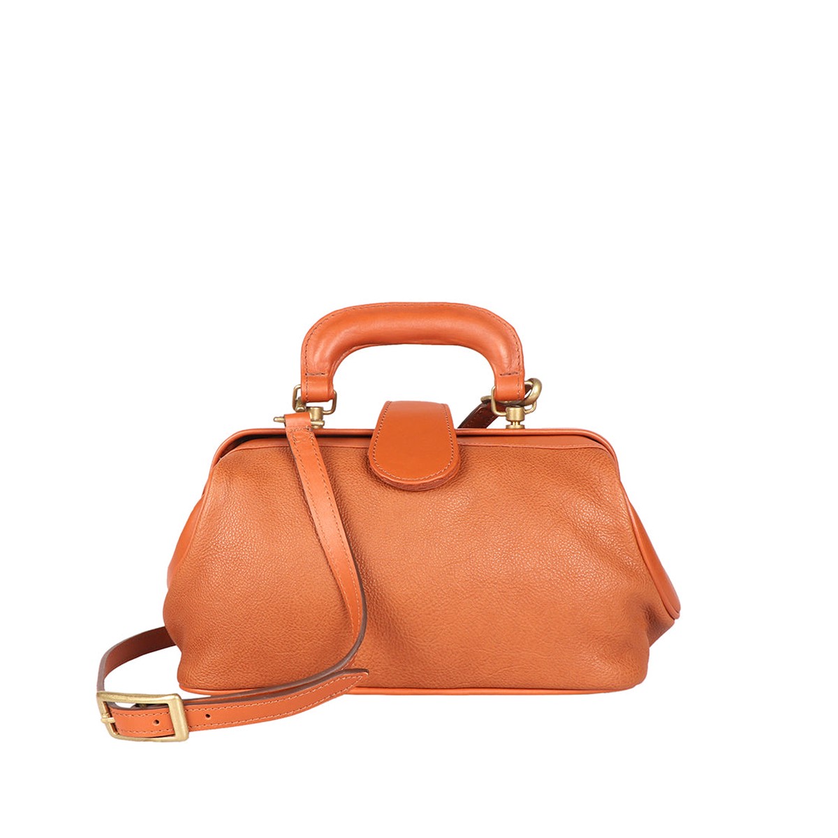 Sasha Orange Leather Satchel