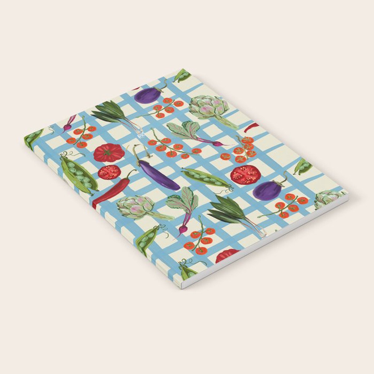 Blue Gingham Farmers Market Pattern Notebook