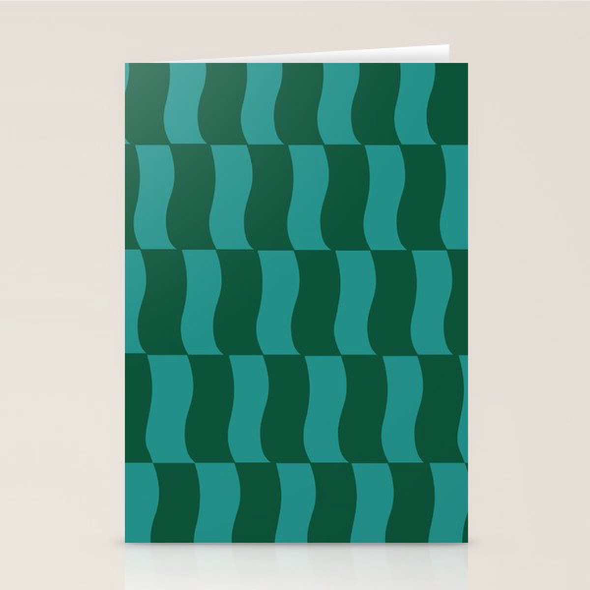 Money Green Wavy Blocks Stationery Card
