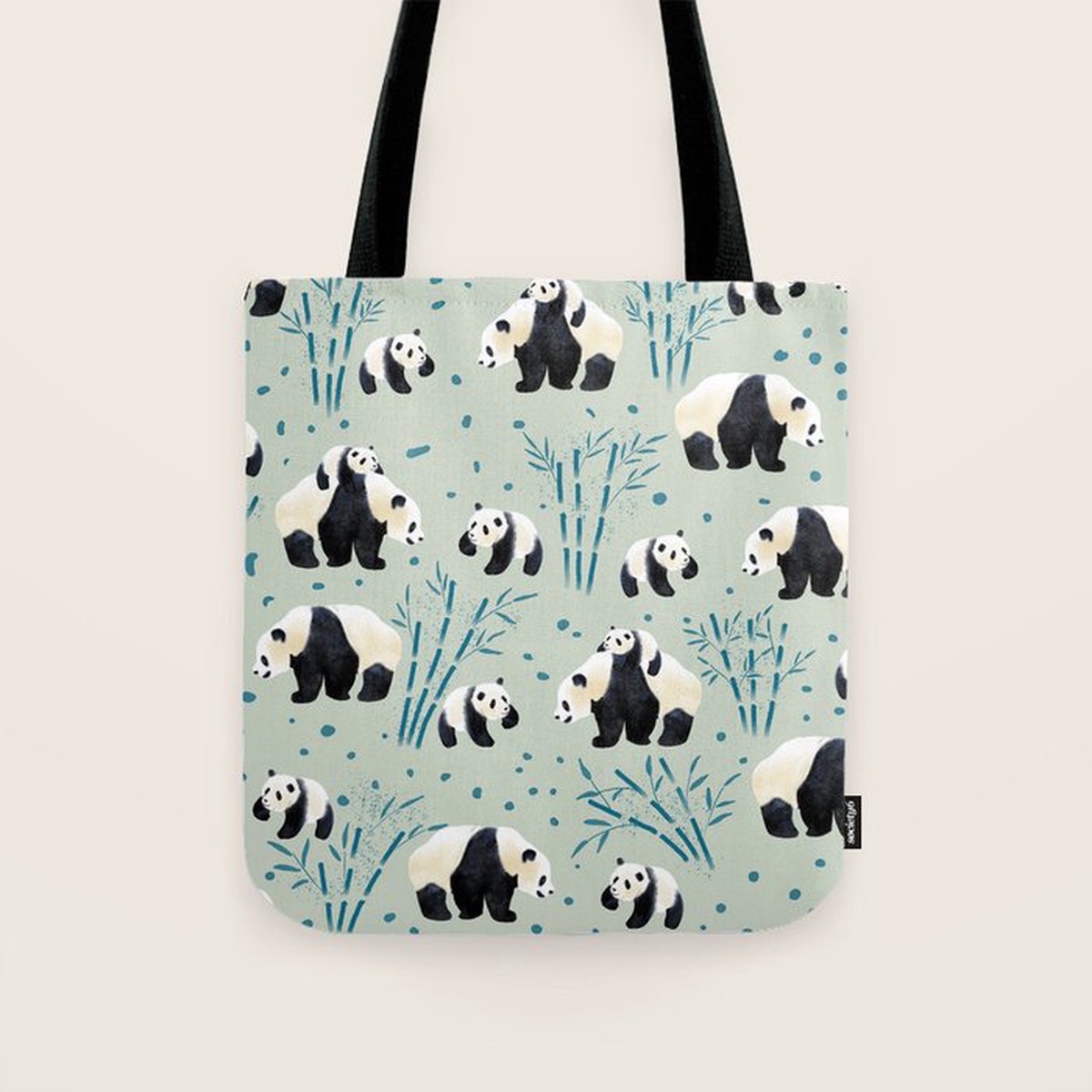 Panda Watercolor Shade of Green Tote Bag