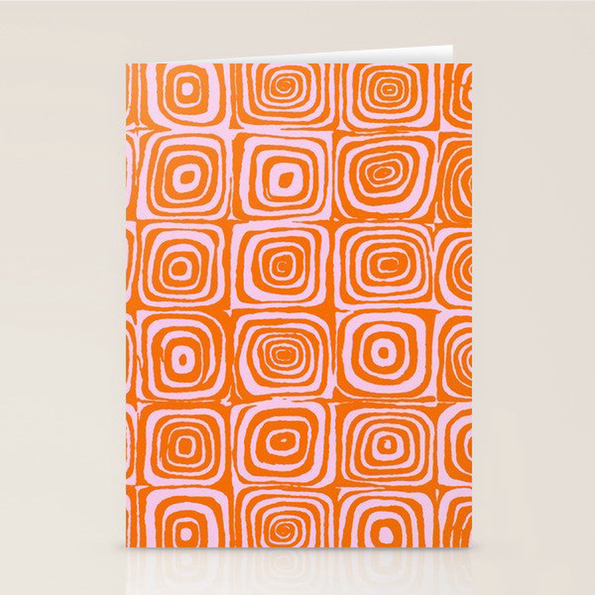 Pink Orange Groove - Retro 70s Spiral Pattern Stationery Card