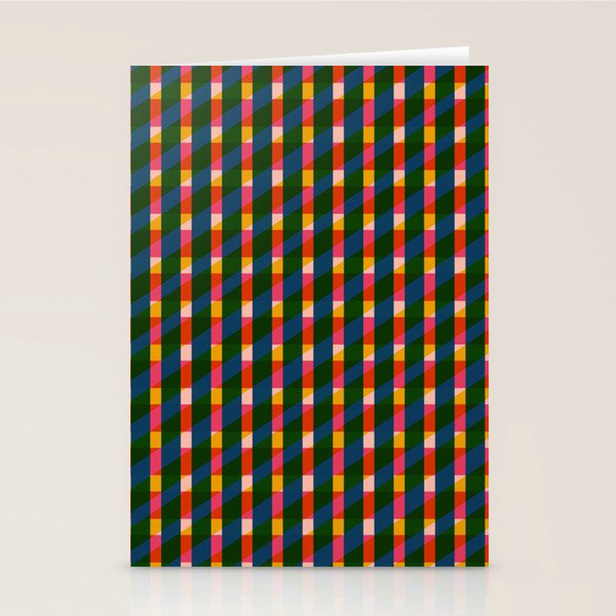 Retro Colorful Plaid Pattern Stationery Card