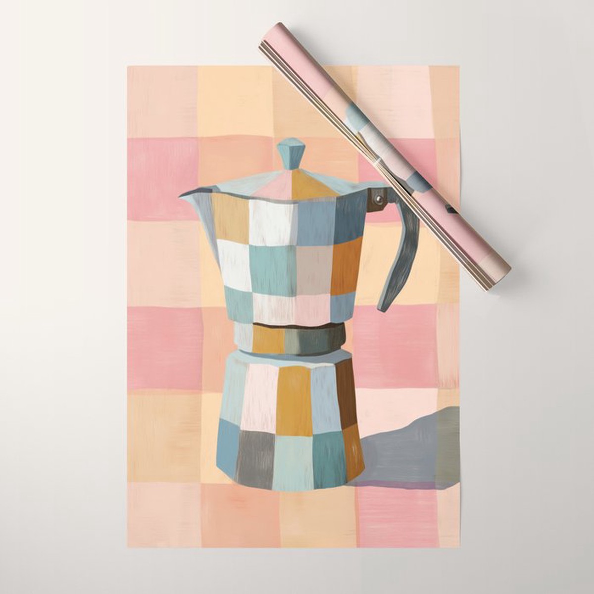 Patchwork Moka Pot Wrapping Paper