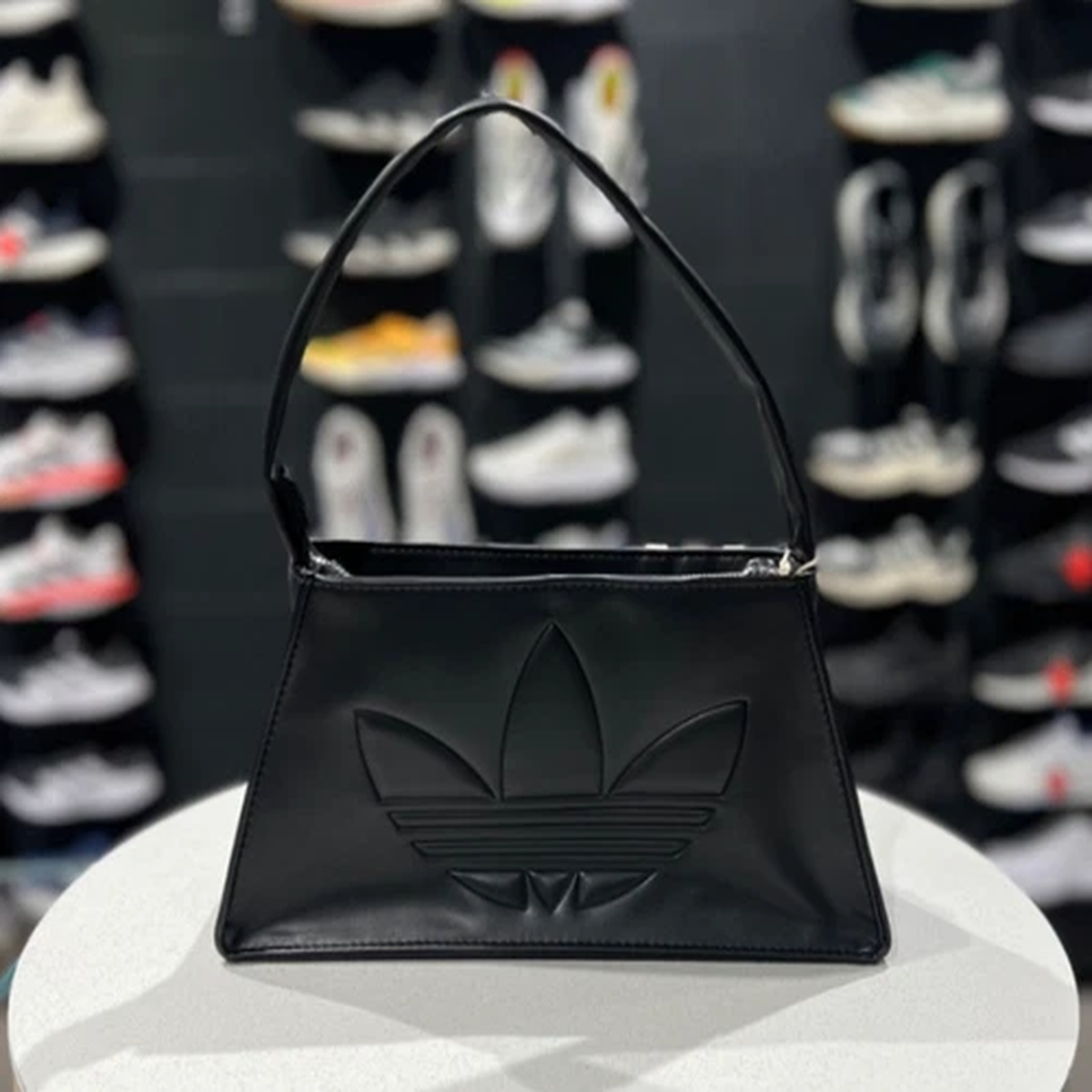 adidas Polyurethane Outline Trefoil Shoulder Bag Women's Casual Bag Black JC6001