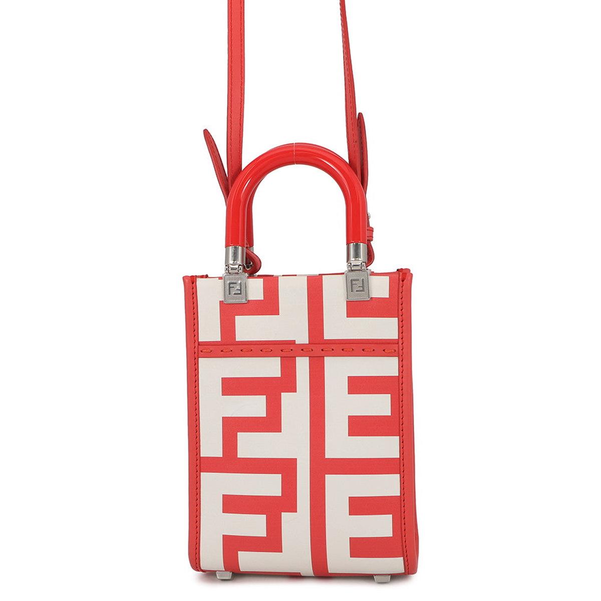 FENDI Marc Jacobs x Sunshine 2-way Tote Bag Red/White8BS051 AMWK Leather Size Mini