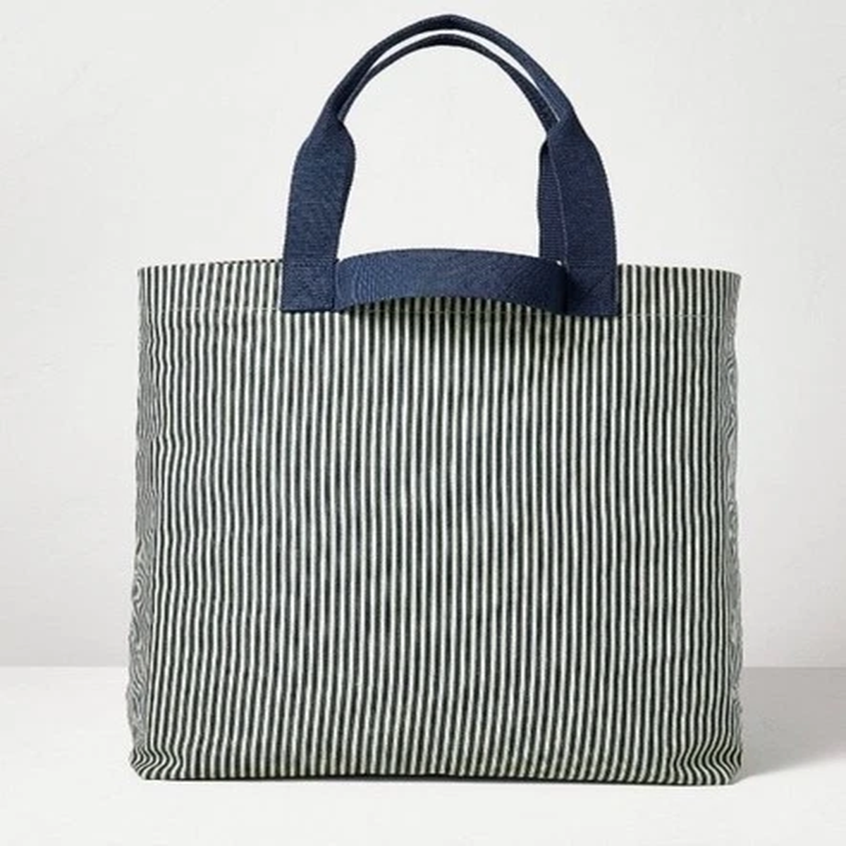 Hearth & Hand witg Magnolia Canvas Beach Bag Tote Cream Blue