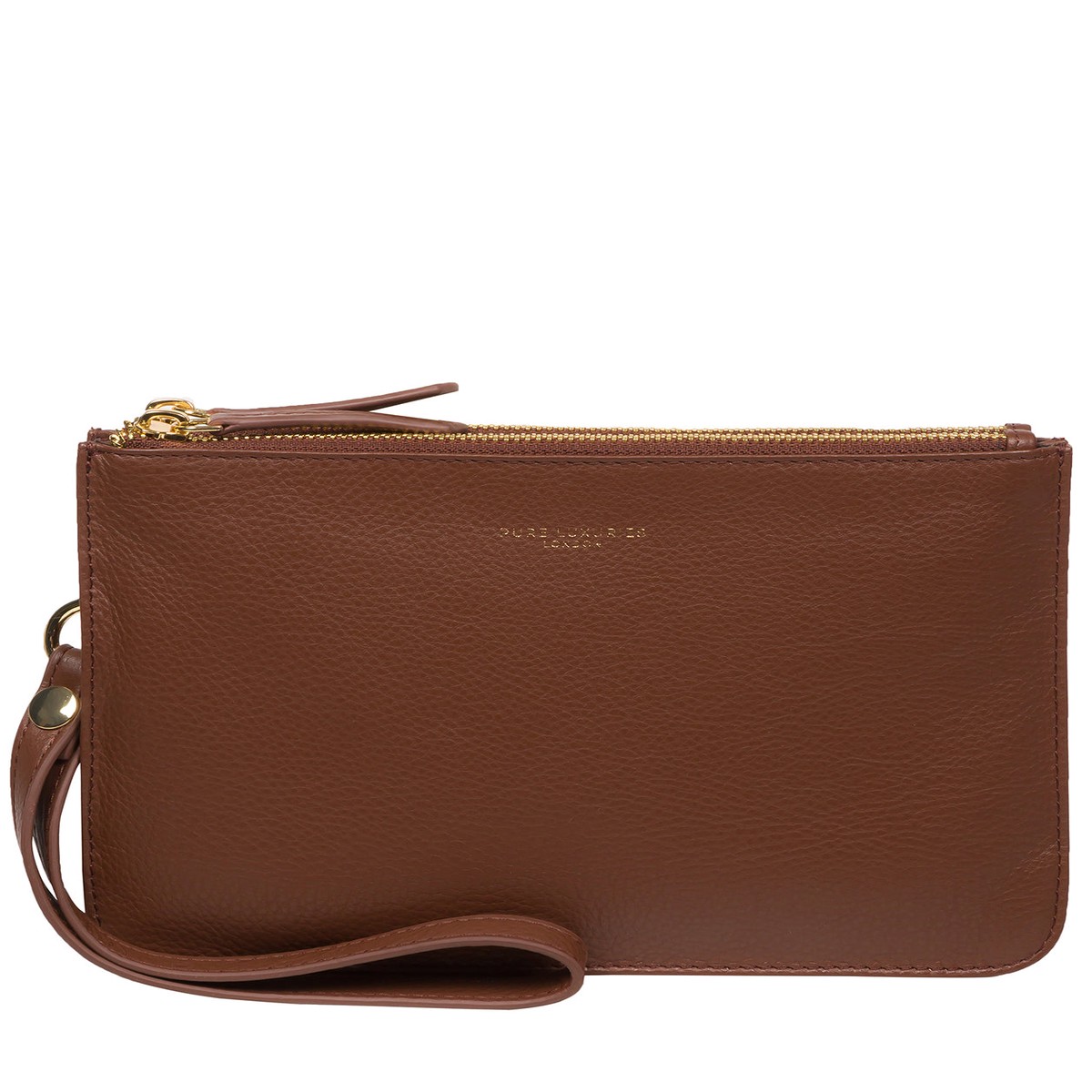 'Addison' Dark Tan Nappa Leather Clutch Bag