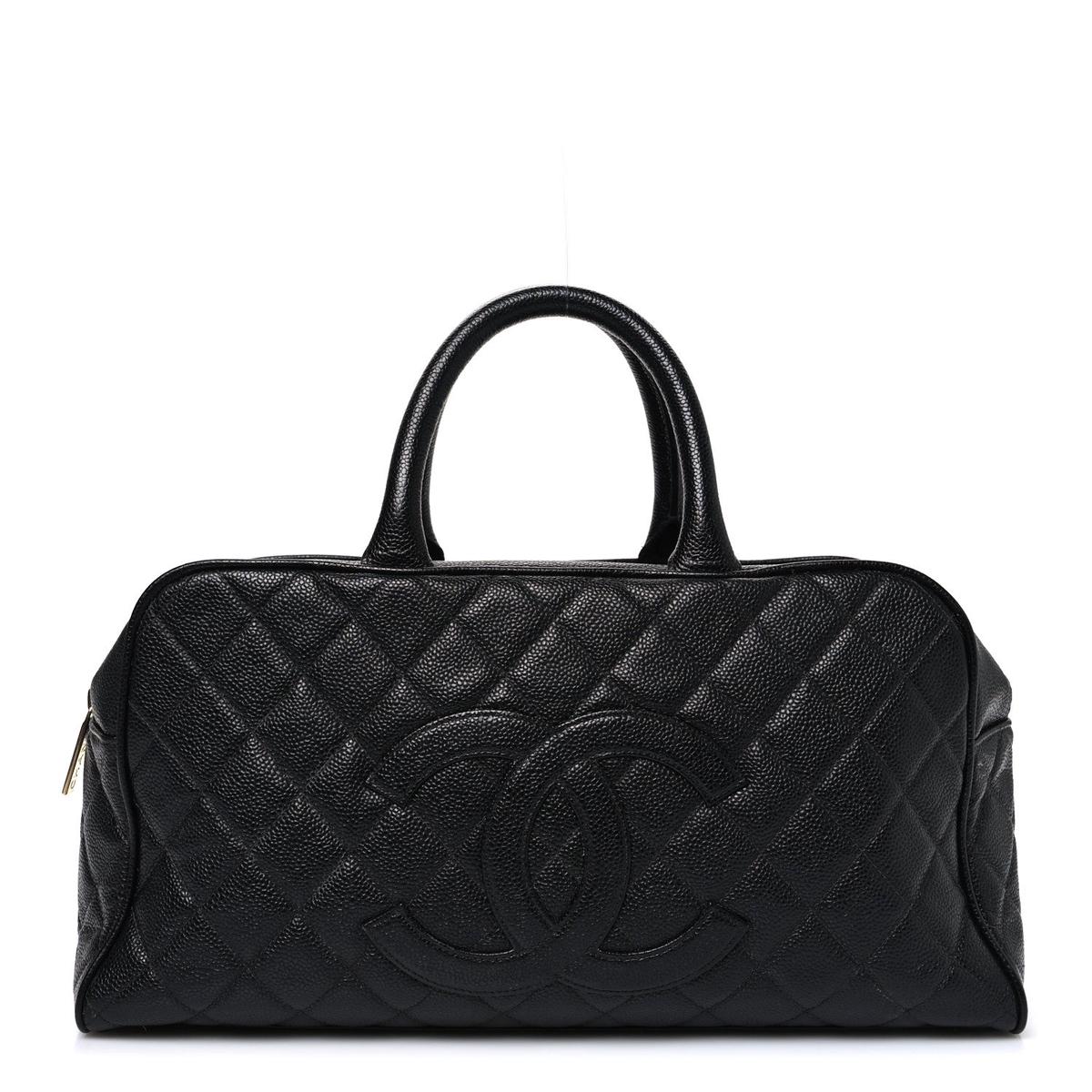 Caviar Quilted Large Bowler Black