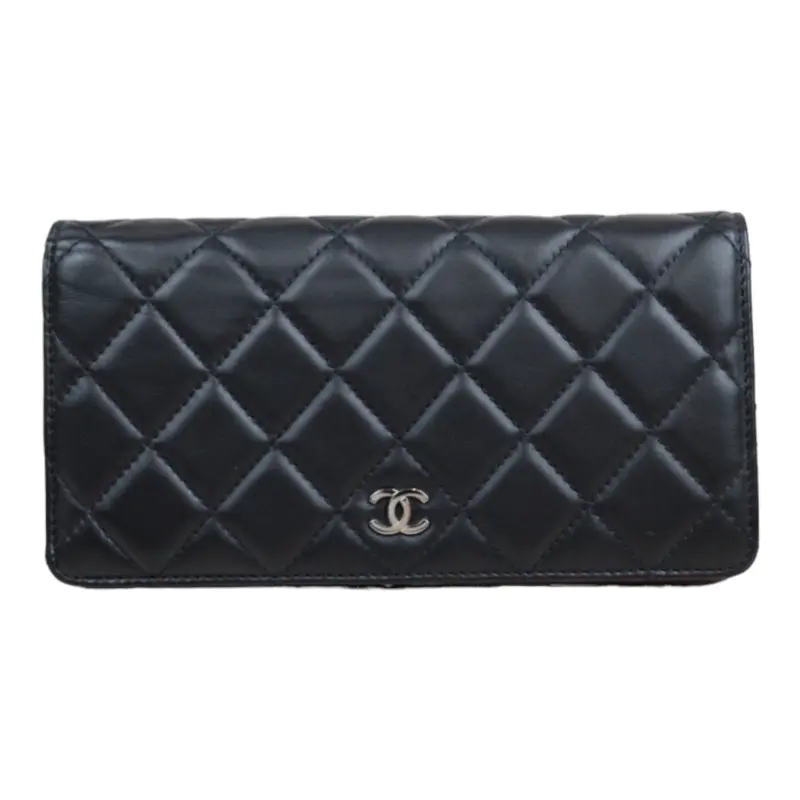 Rank A CHANEL Lamb Leather Long Wallet Made in 2009-2010 Year23112712