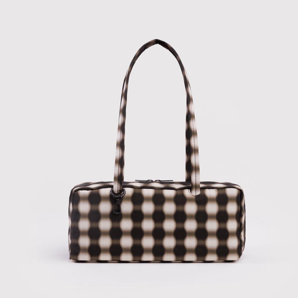Nylon Bowler Bag - Blurred Gingham Brown