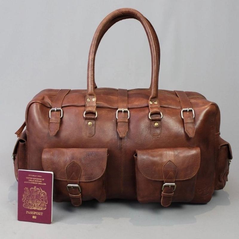 32nd Degree Scottish Rite Travel Bag - Wings Down Conker Brown Leather
