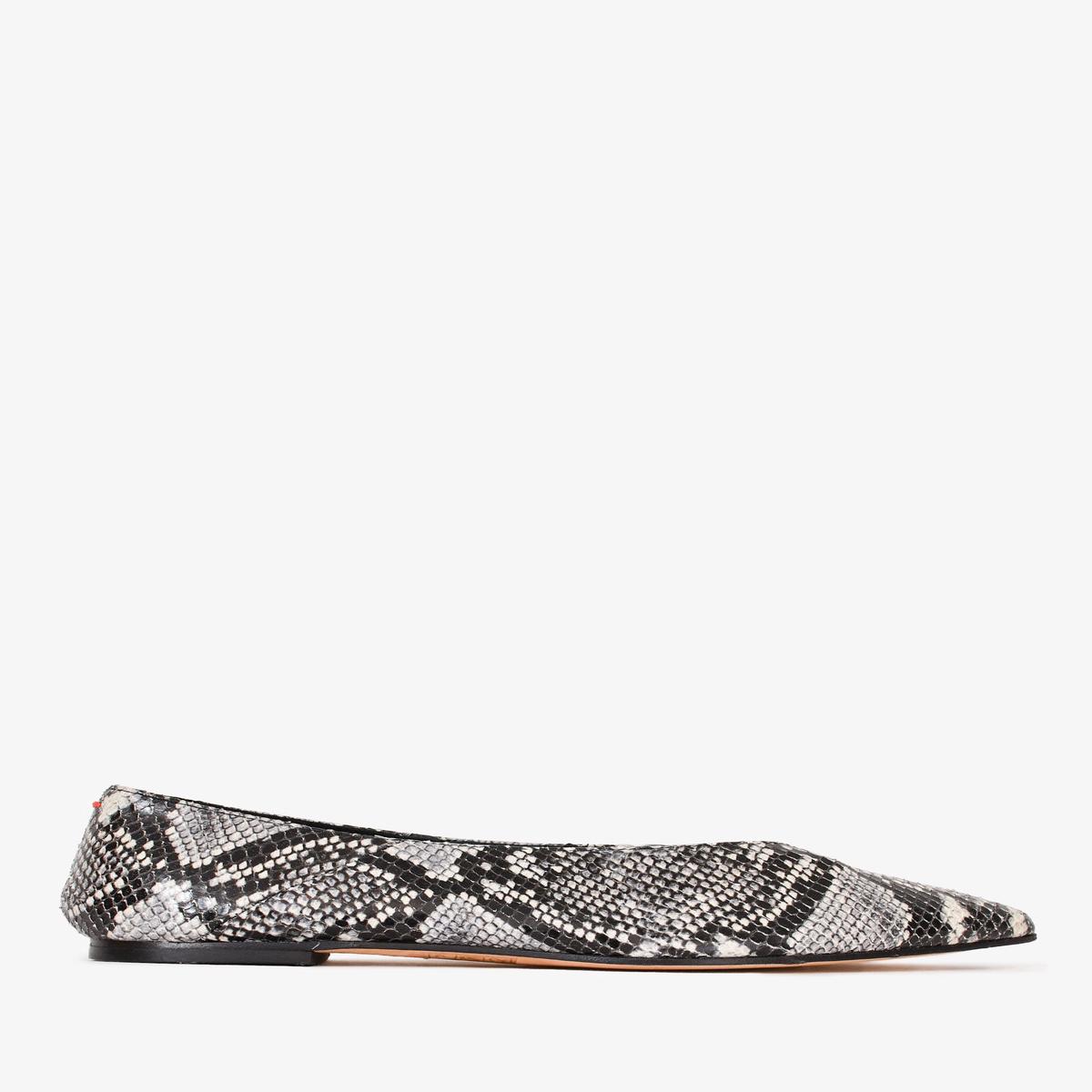 Ayede Grey Leather Embossed Pointed Toe Flats Size 36